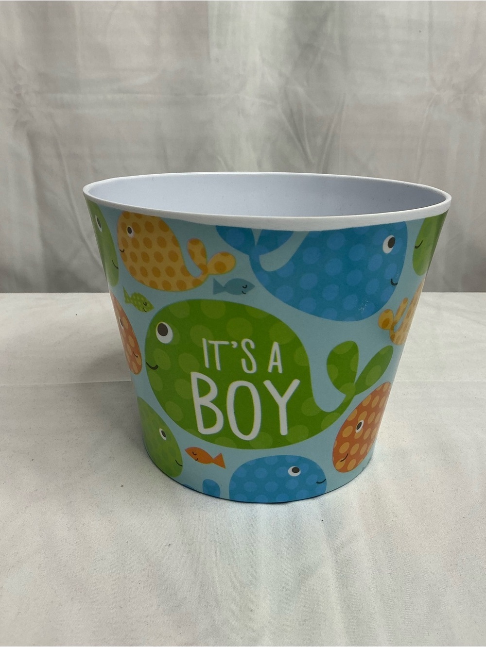 0009- Set of 3 Baby Shower Party Tub - It's A Boy Blue and Green Whale Design